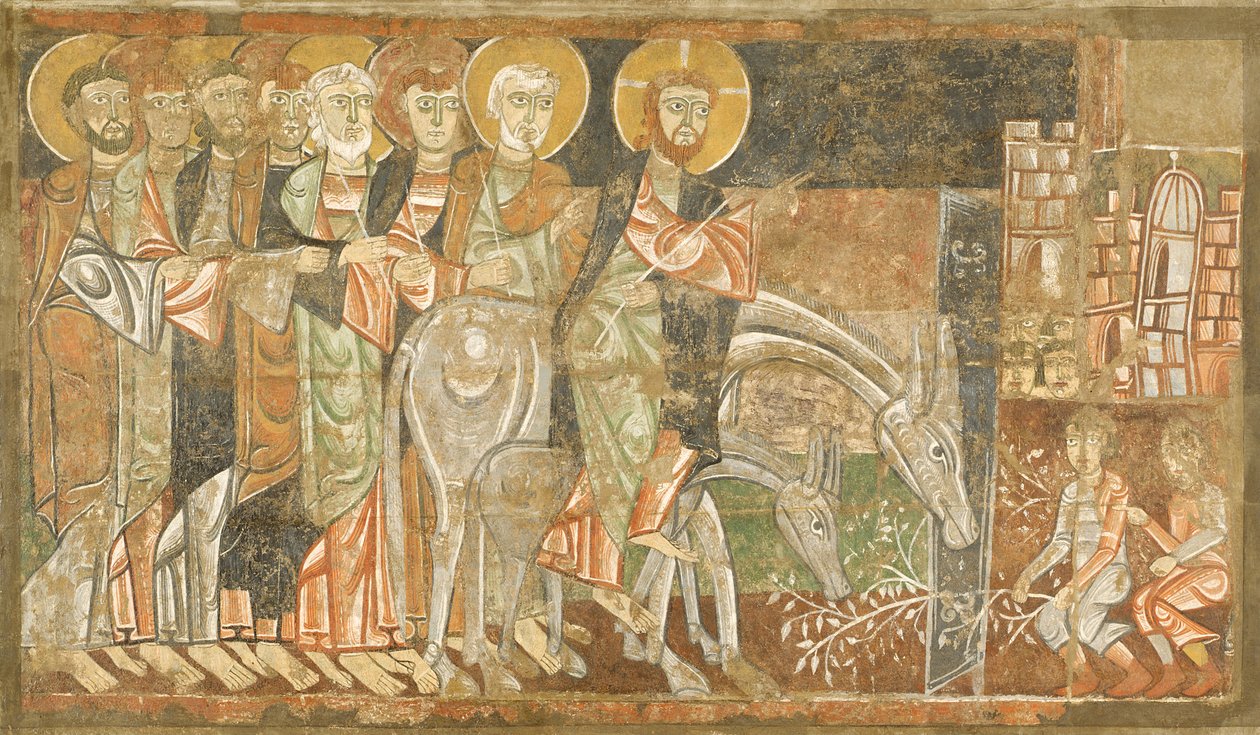 Entrada de Cristo en Jerusalén, c.1125 (fresco) de Master of San Baudel