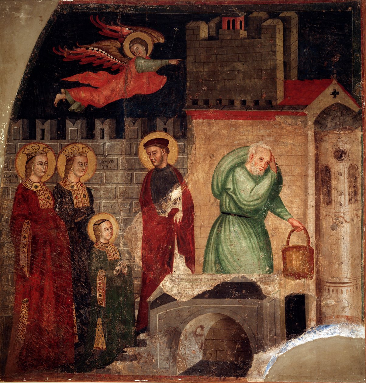 Santa Faustina y Liberato se refugian en una casa de Como (detalle) (Fresco de Master of St Margaret