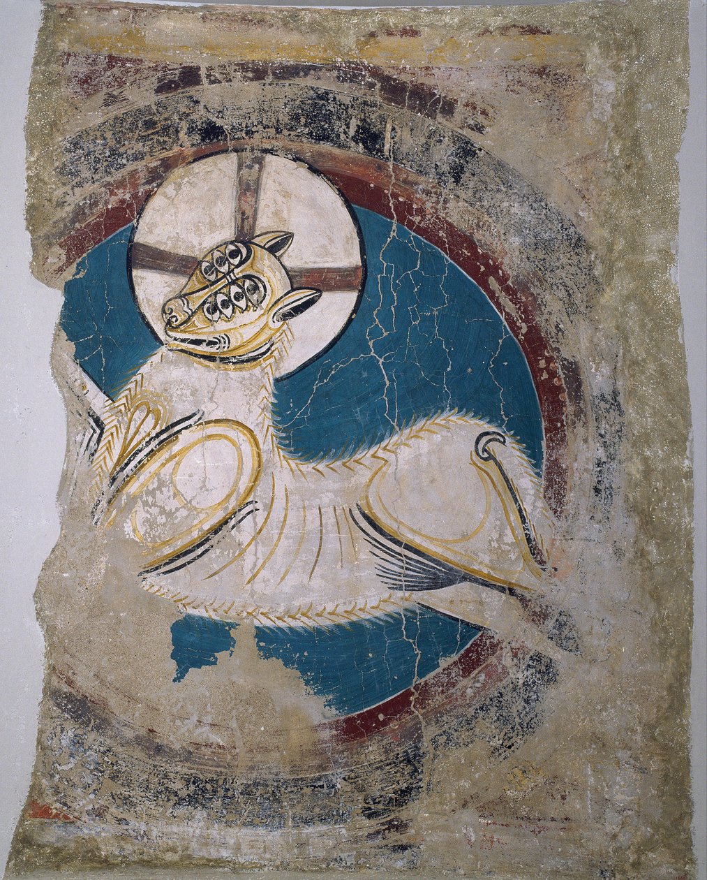 Apocalyptic Lamb (en Sant Climent de Tauell) - Master of Tahull (Master of Sant Climent de Tauell) (active 12th century) - ca 1123 - Fresco - 146x113 - Museo Nacional de Arte de Cataluña, Barcelona de Master of Tahull