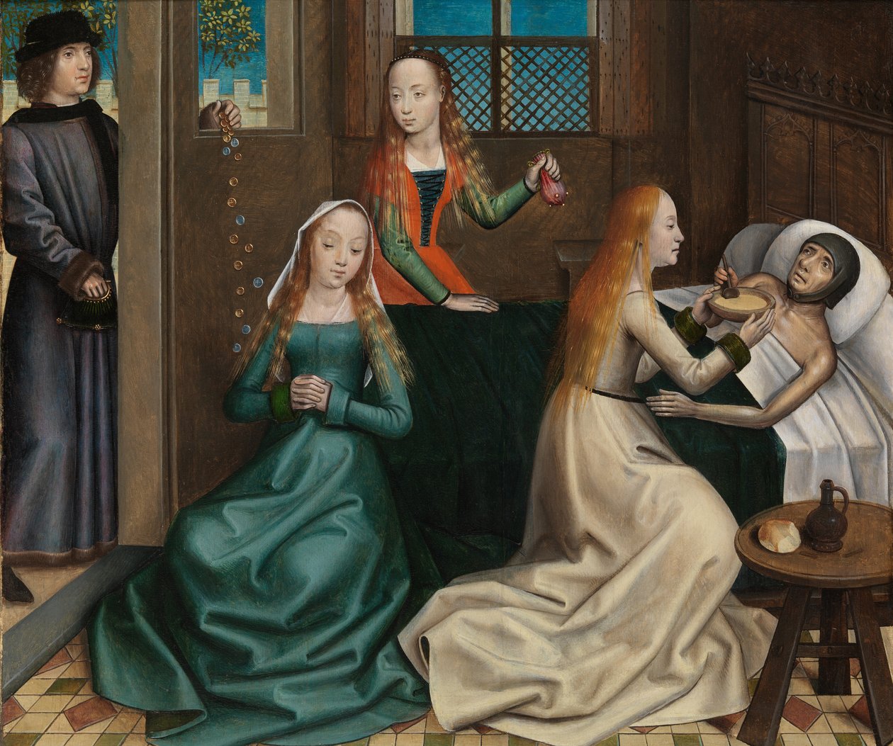 La Caridad de San Nicolás, del Retablo de San Nicolás, c.1486-93 (óleo sobre tabla) de Master of The Legend of St. Lucy