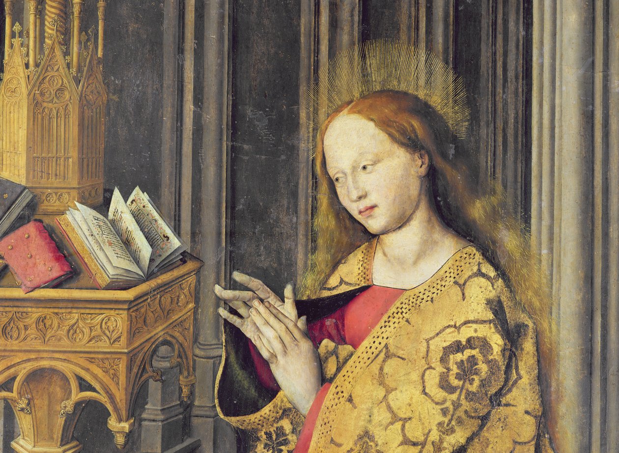 La Virgen María leyendo un libro de Horas, c.1445 (detalle) de Master of the Aix Annunciation