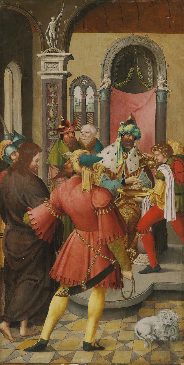 El ala de un retablo: Cristo ante Pilato de Master of the Antwerp Adoration