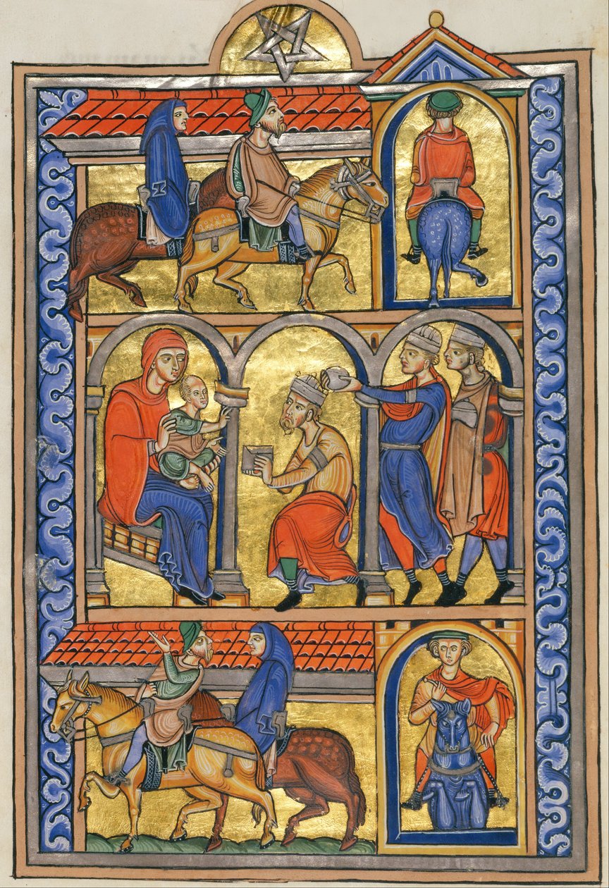 Adoración de los Magos de Master of the Berthold Sacramentary
