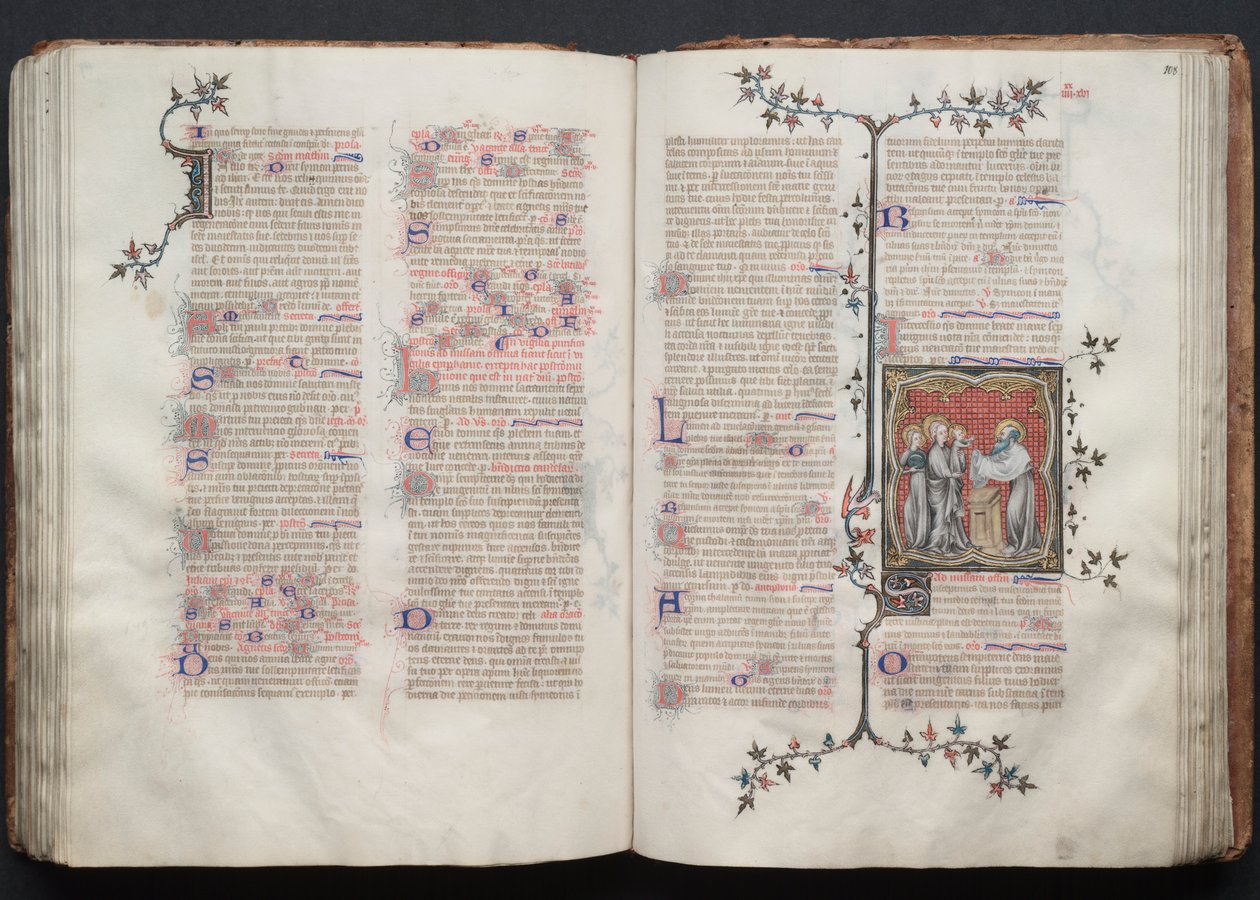 El Misal de Gotha: Fol. 108r, La Presentación en el Templo, c. 1375 de Master of the Boqueteaux