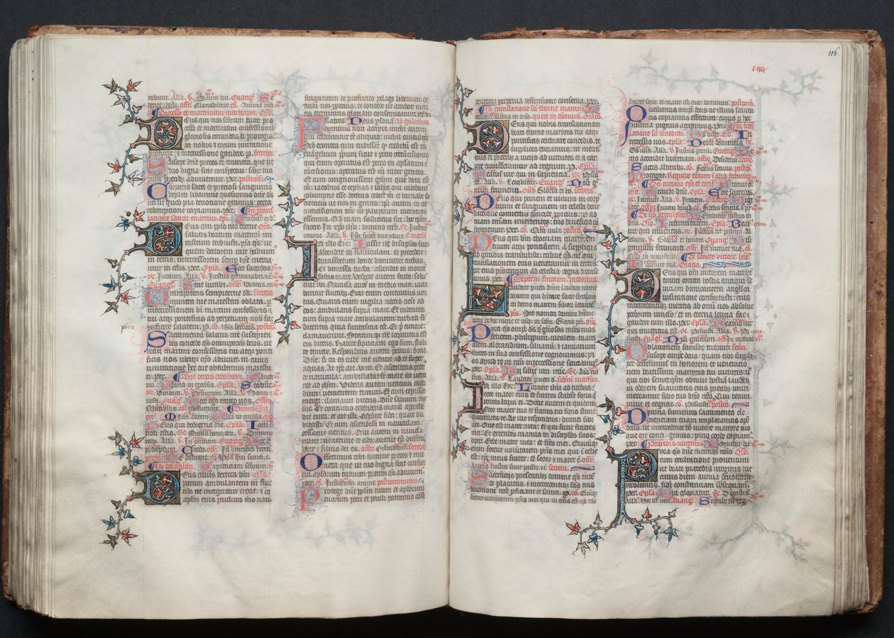 El Misal de Gotha: Fol. 115v, Texto, c. 1375 de Master of the Boqueteaux