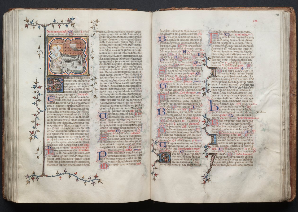 El misal de Gotha: Fol. 123r, texto, c. 1375 de Master of the Boqueteaux