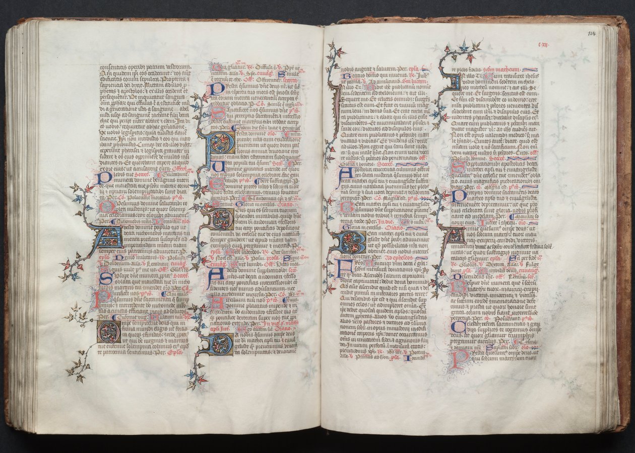 El misal de Gotha: Fol. 124r, texto, c. 1375 de Master of the Boqueteaux