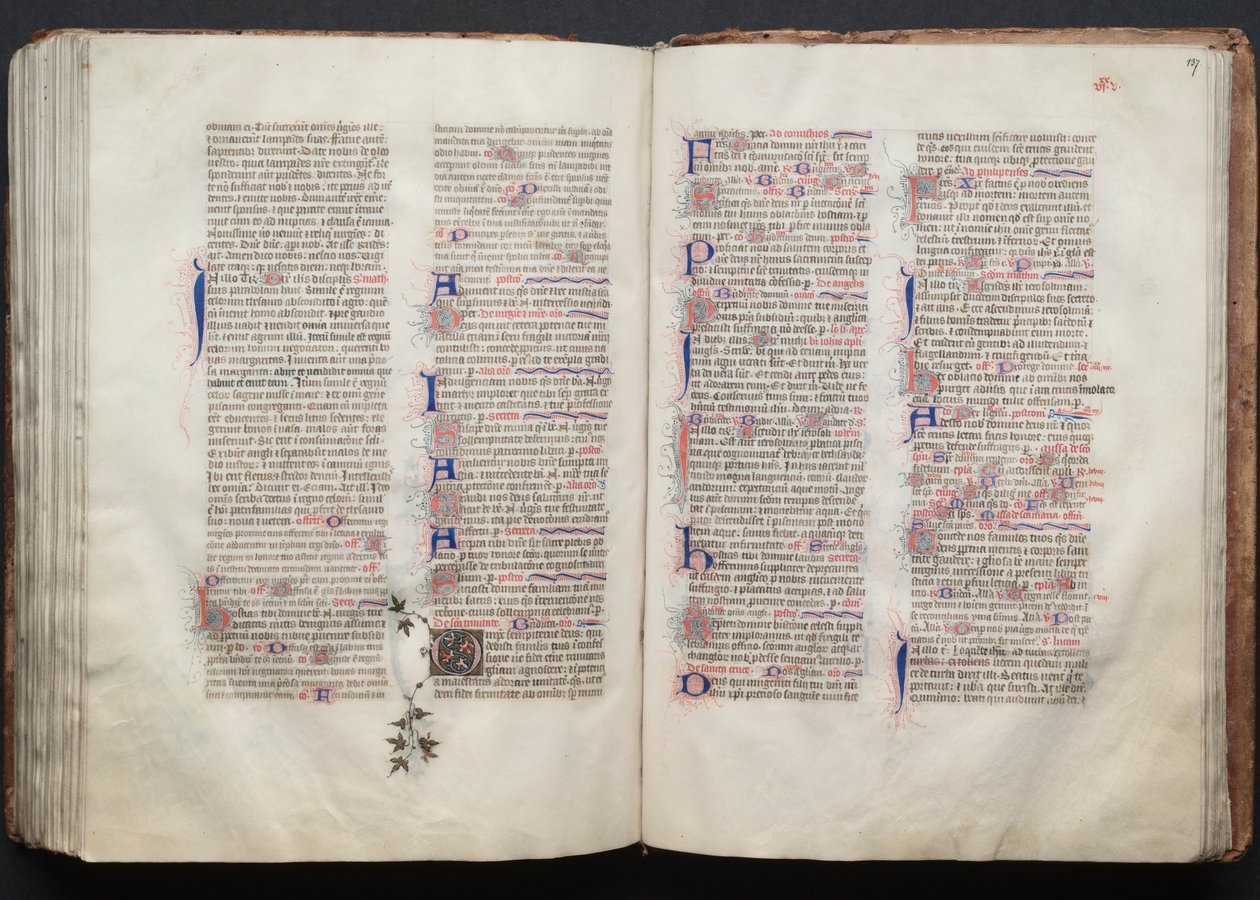 El misal de Gotha: Fol. 136v, texto, c. 1375 de Master of the Boqueteaux