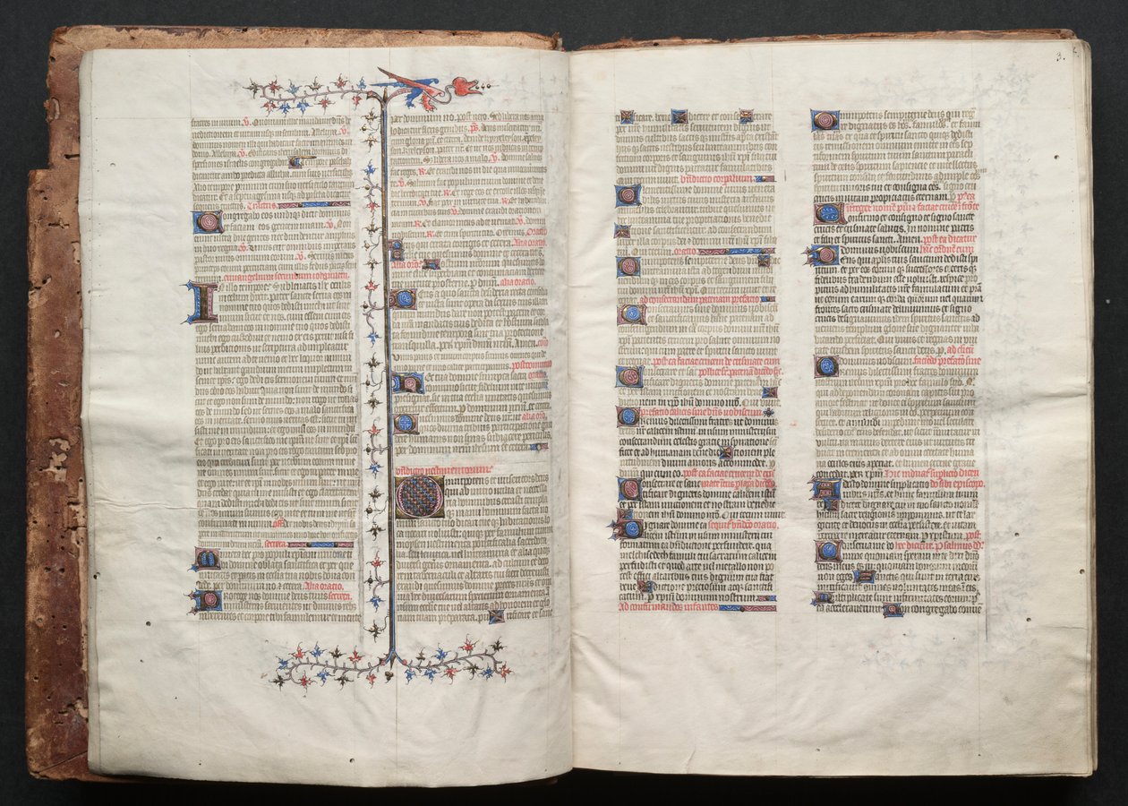 El Misal de Gotha: Fol. 3r, Texto, c. 1375 de Master of the Boqueteaux
