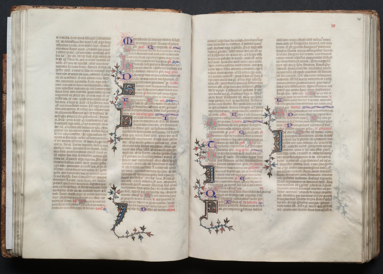El misal de Gotha: Fol. 40r, Texto, c. 1375 de Master of the Boqueteaux