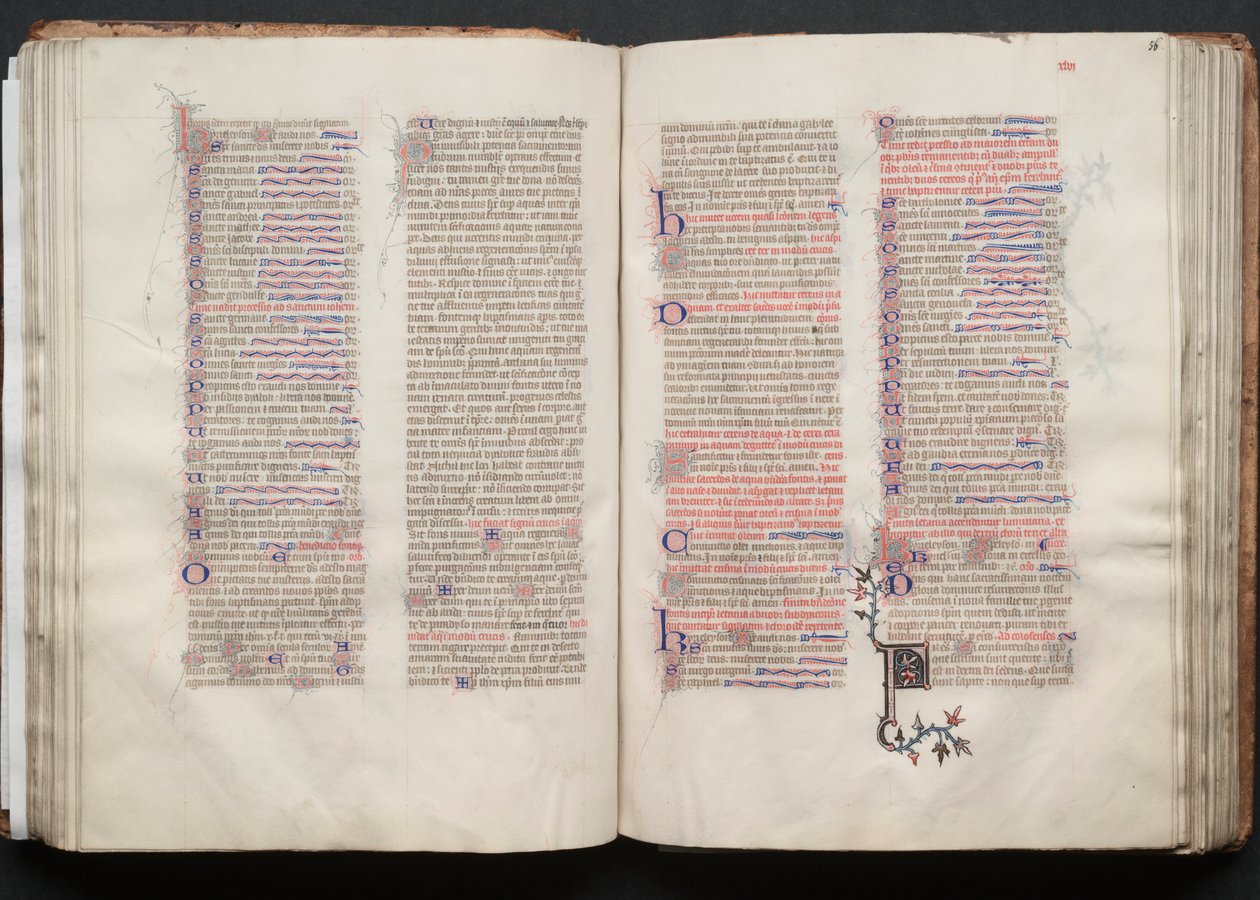 El Misal de Gotha: Fol. 55v, Texto, c. 1375 de Master of the Boqueteaux