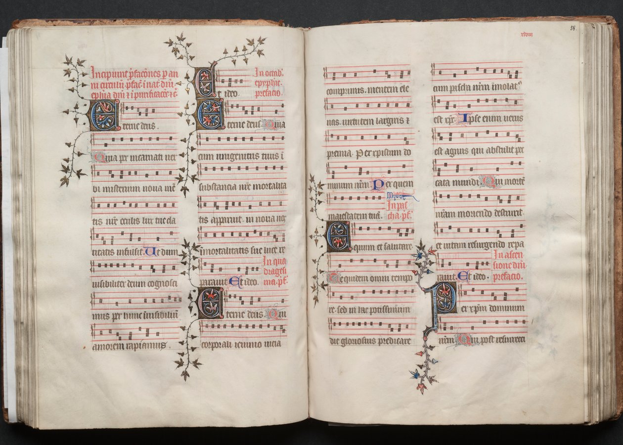 El Misal de Gotha: Fol. 57v, Texto, c. 1375 de Master of the Boqueteaux