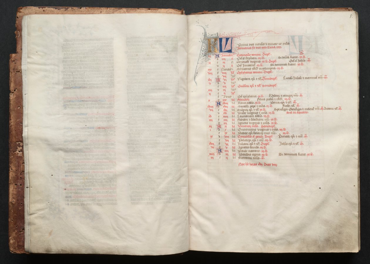 El Misal de Gotha: Fol. 5r, Texto, c. 1375 de Master of the Boqueteaux