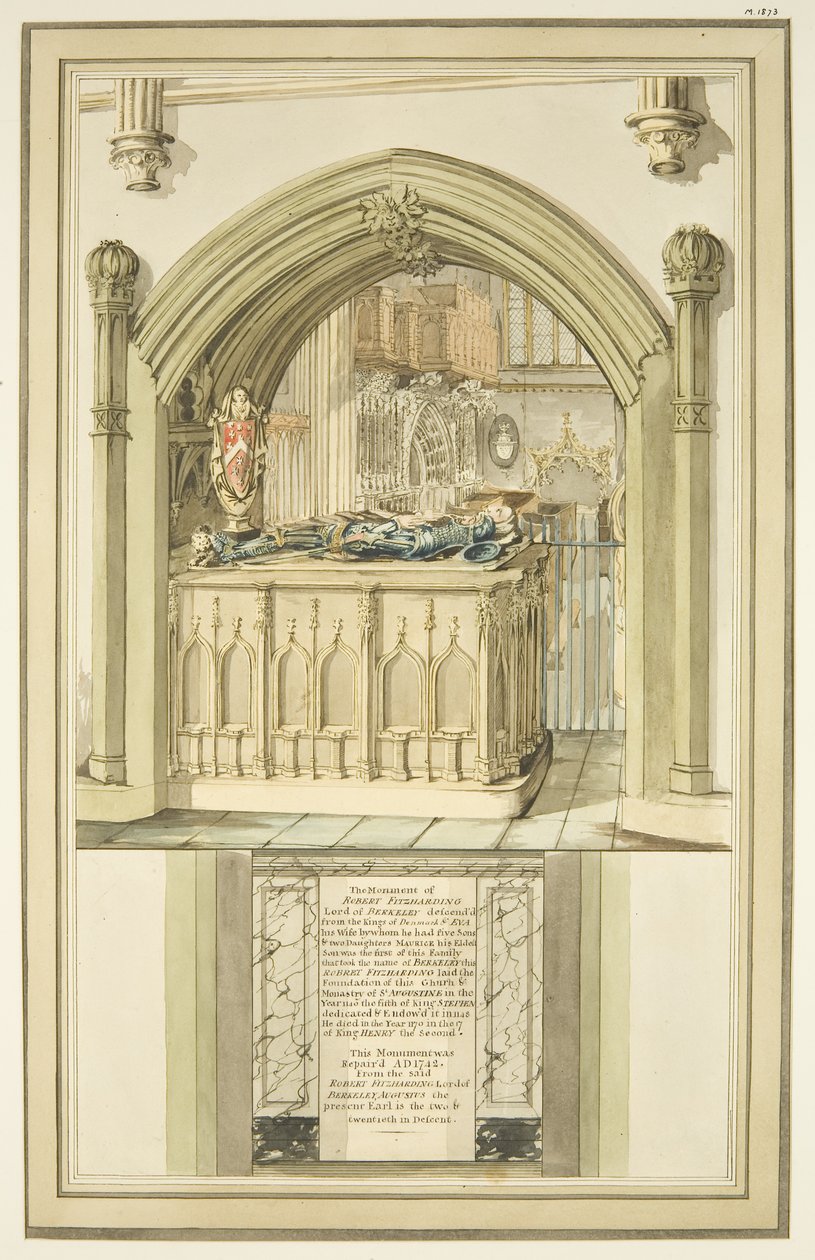 Tumba de Robert Fitzharding, fallecido en 1170, en la Catedral de Bristol, c.1799 de Master of the Bristol Church Monuments