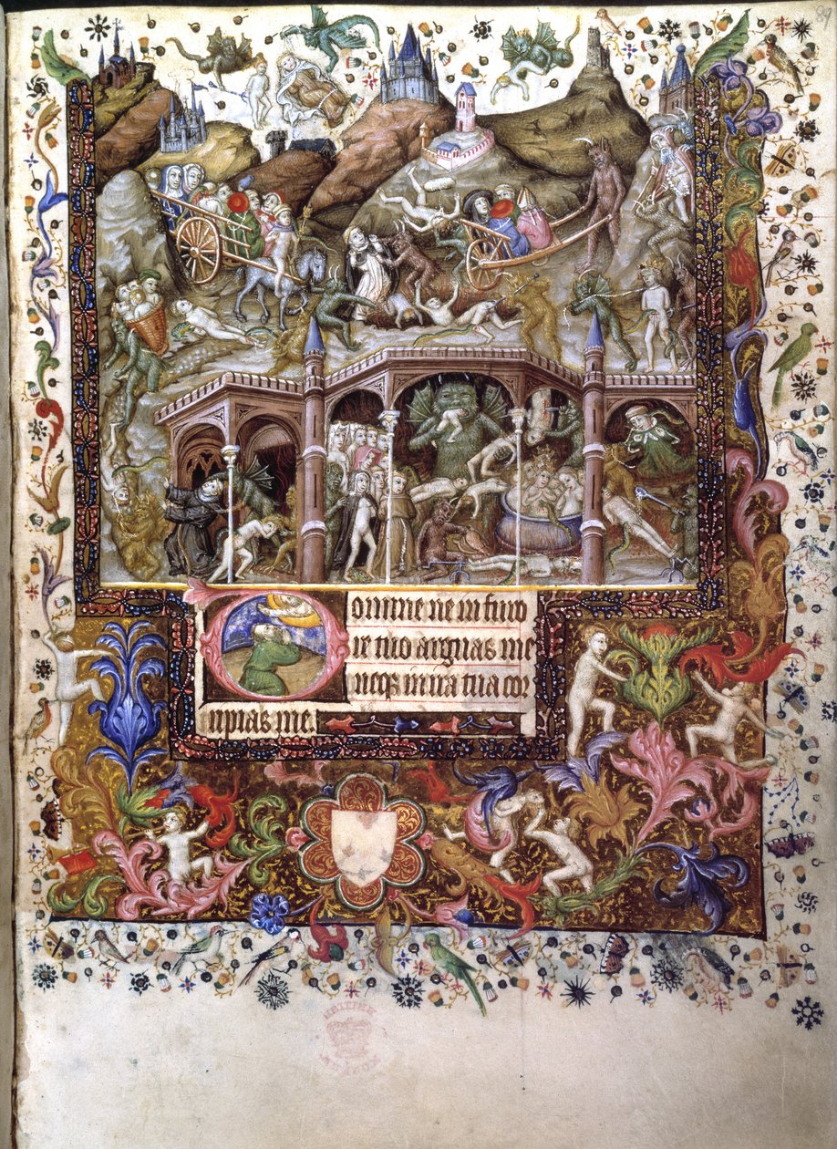 Agregar. 29433, f.89 Escena en el infierno, ilustración de un 