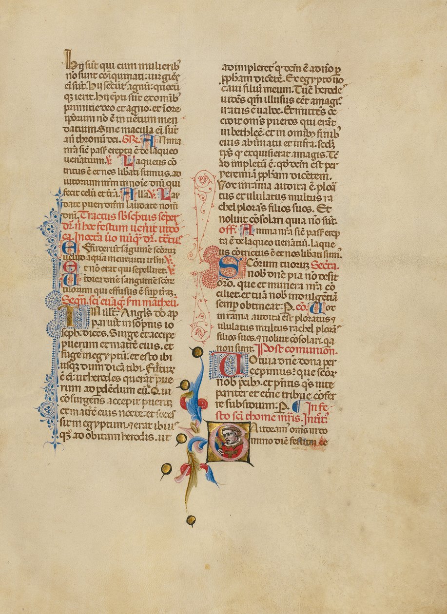 Inicial G: Santo Tomás Becket de Master of the Brussels Initials