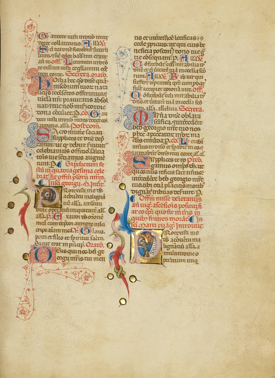 Inicial P: San Jorge; Inicial P: San Marcos de Master of the Brussels Initials