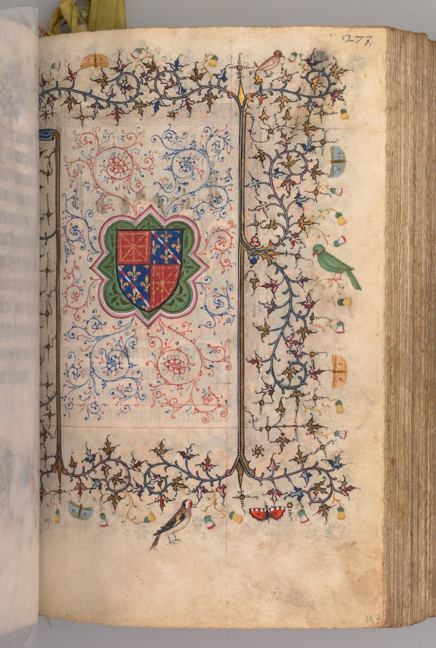 Horas de Carlos el Noble, Rey de Navarra 1361-1425: fol. 137r, Escudo de Armas..., c. 1405 de Master of the Brussels Initials and Associates