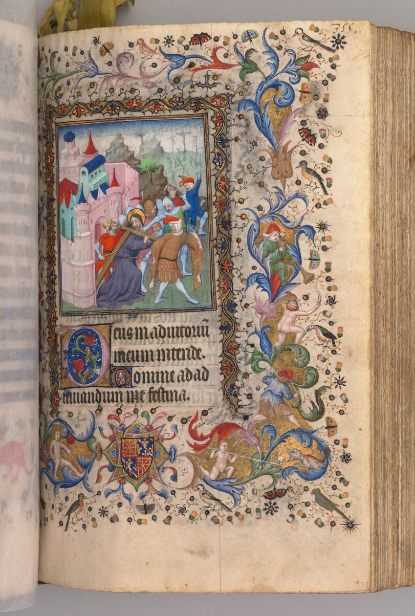 Horas de Carlos el Noble, Rey de Navarra 1361-1425: fol. 170v, Cristo cargando la cruz de Master of the Brussels Initials and Associates
