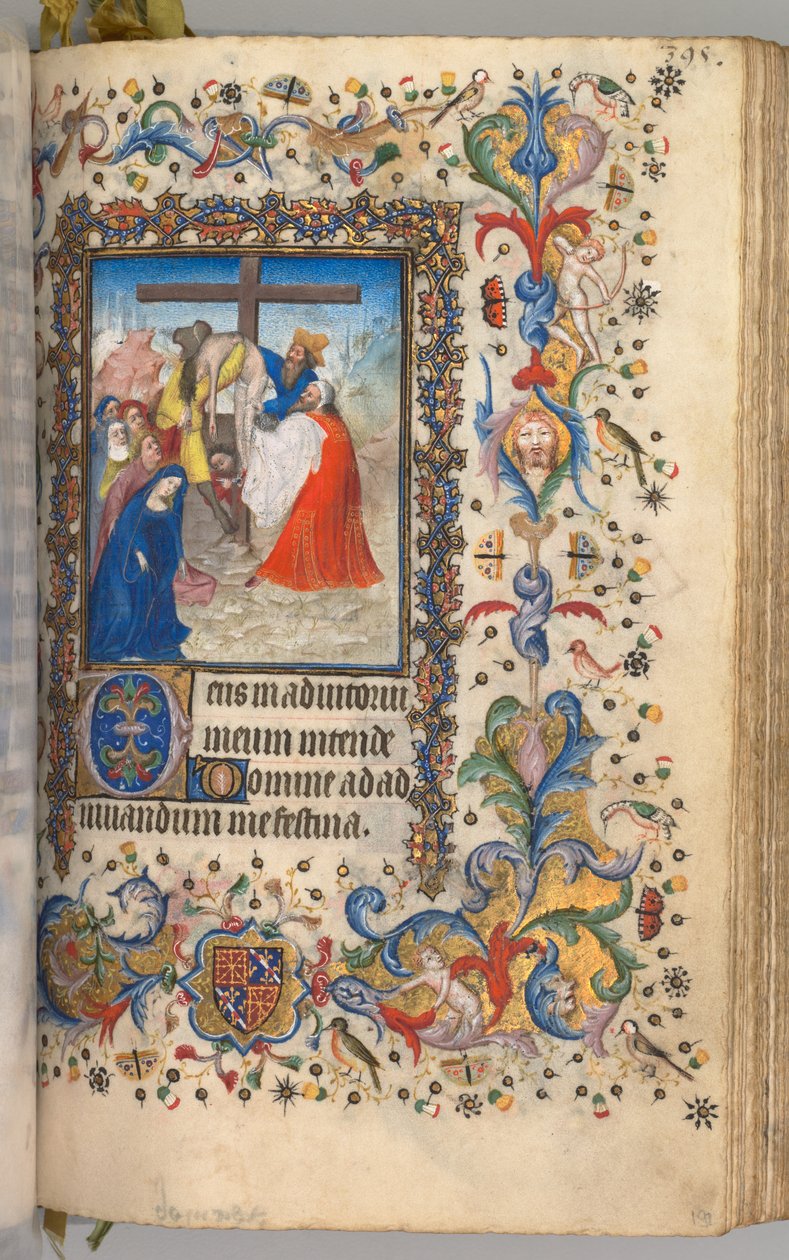 Horas de Carlos el Noble, Rey de Navarra 1361-1425: fol. 192r, Descendimiento de la Cruz, c. 1405 de Master of the Brussels Initials and Associates