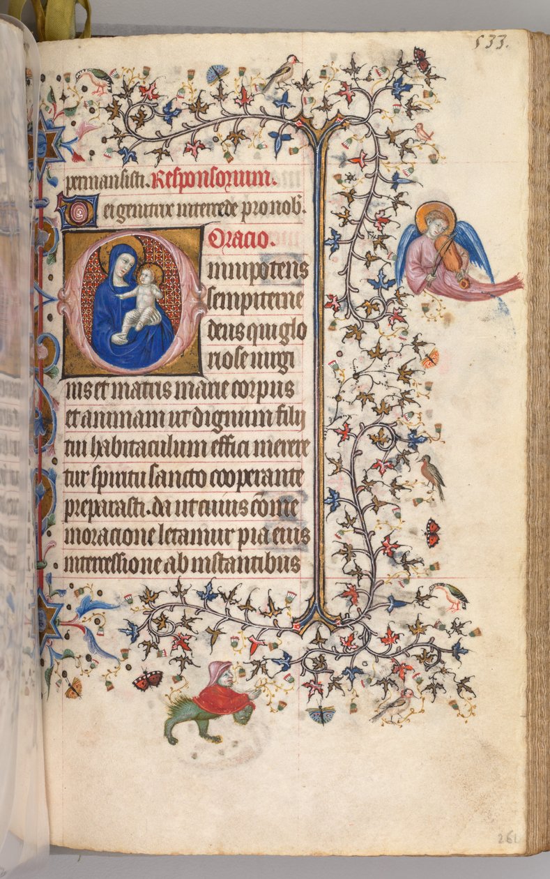 Horas de Carlos el Noble, Rey de Navarra 1361-1425: fol. 261r, Virgen y Niño, c. 1405 de Master of the Brussels Initials and Associates