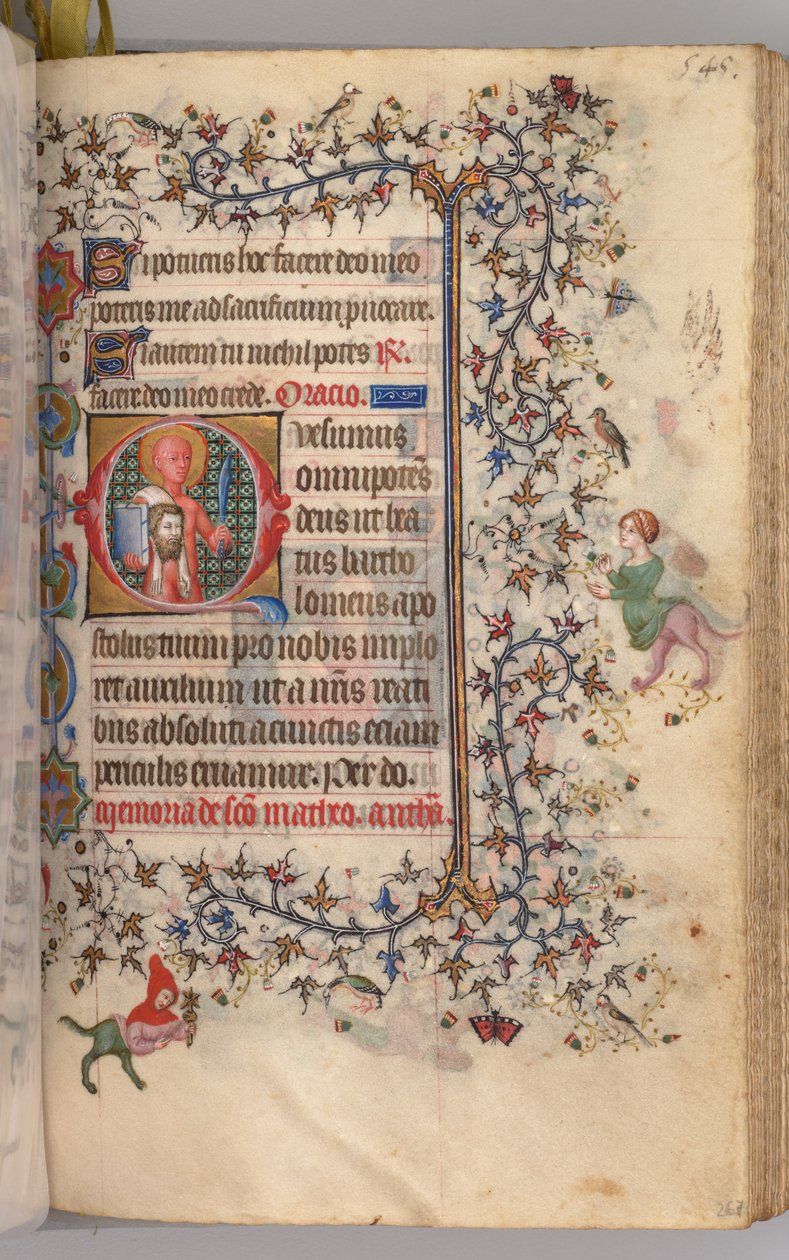 Horas de Carlos el Noble, Rey de Navarra 1361-1425: fol. 267r, San Bartolomé, c. 1405 de Master of the Brussels Initials and Associates