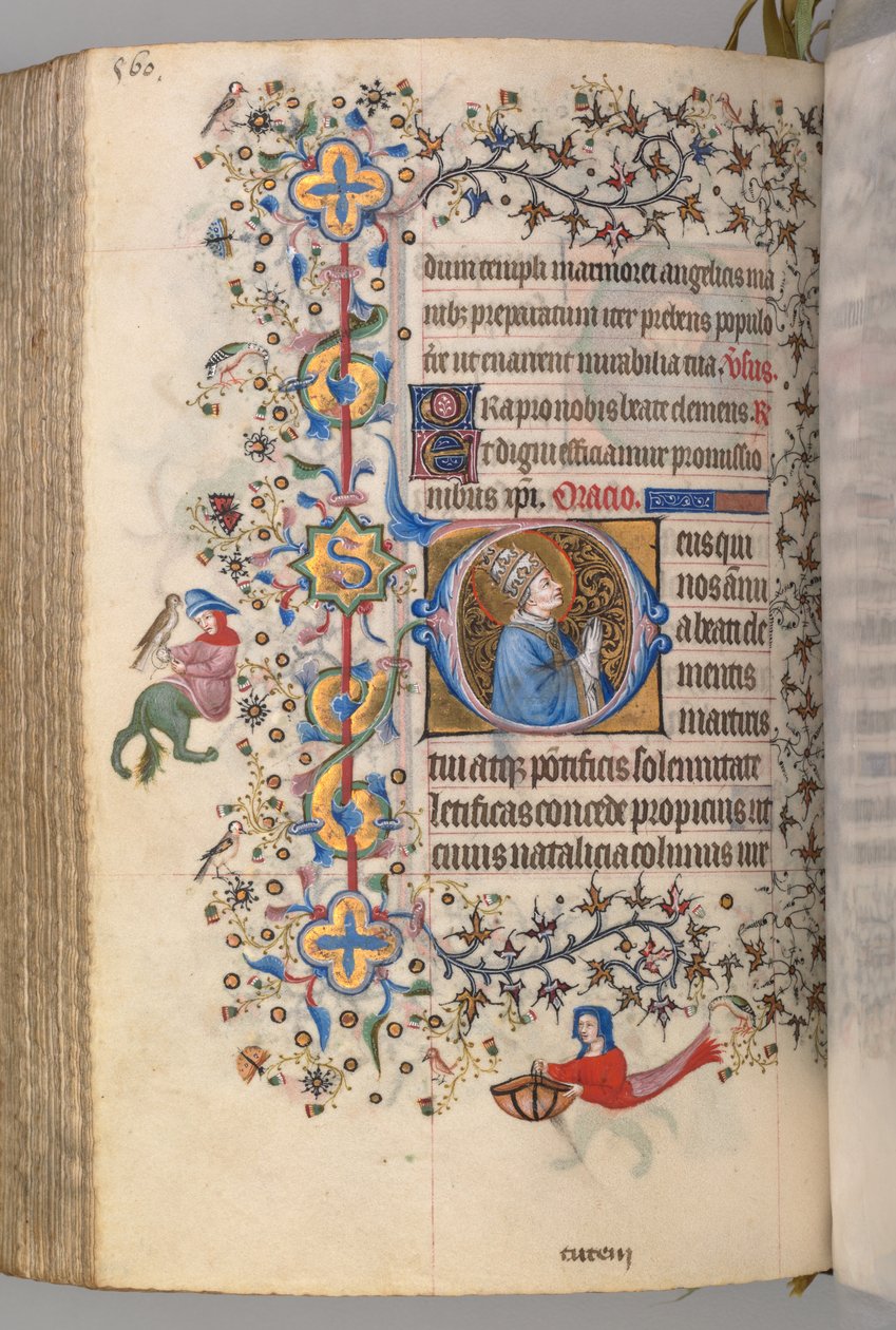 Horas de Carlos el Noble, Rey de Navarra 1361-1425, fol. 274v, San Clemente, c. 1405 de Master of the Brussels Initials and Associates
