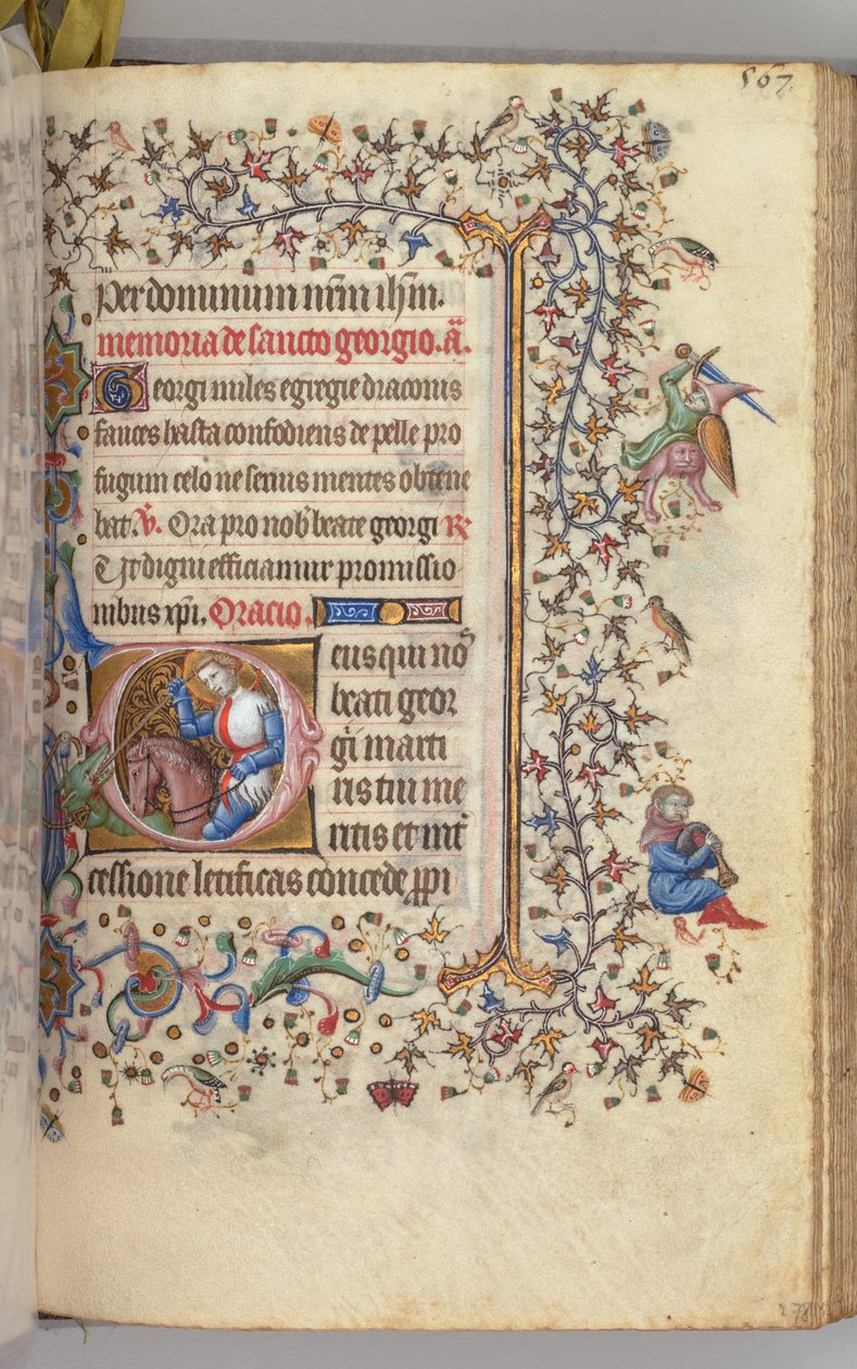 Horas de Carlos el Noble, Rey de Navarra 1361-1425, fol. 278r, San Jorge, c. 1405 de Master of the Brussels Initials and Associates