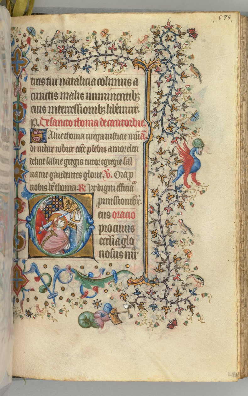 Horas de Carlos el Noble, Rey de Navarra 1361-1425, fol. 282r, San Tomás Becket, c. 1405 de Master of the Brussels Initials and Associates