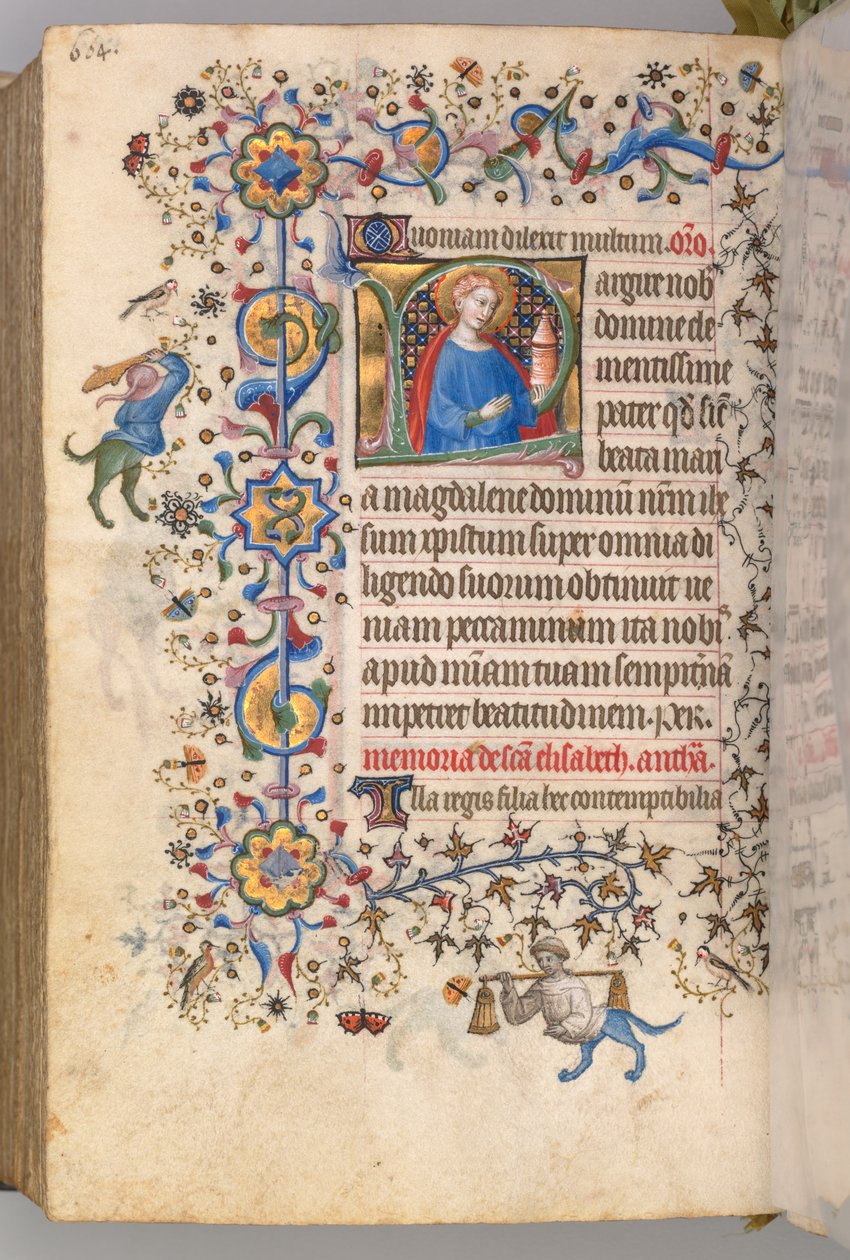 Horas de Carlos el Noble, Rey de Navarra 1361-1425, fol. 296v, Santa María Magdalena, c. 1405 de Master of the Brussels Initials and Associates
