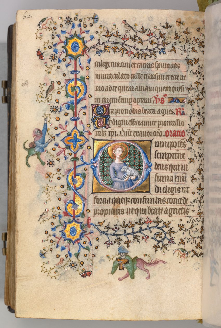 Horas de Carlos el Noble, Rey de Navarra 1361-1425, fol. 299v, Santa Inés, c. 1405 de Master of the Brussels Initials and Associates