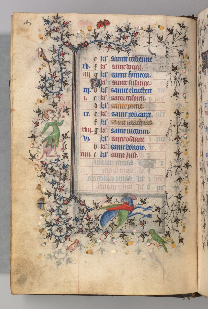 Horas de Carlos el Noble, Rey de Navarra 1361-1425: fol. 2v, Febrero, c. 1405 de Master of the Brussels Initials and Associates