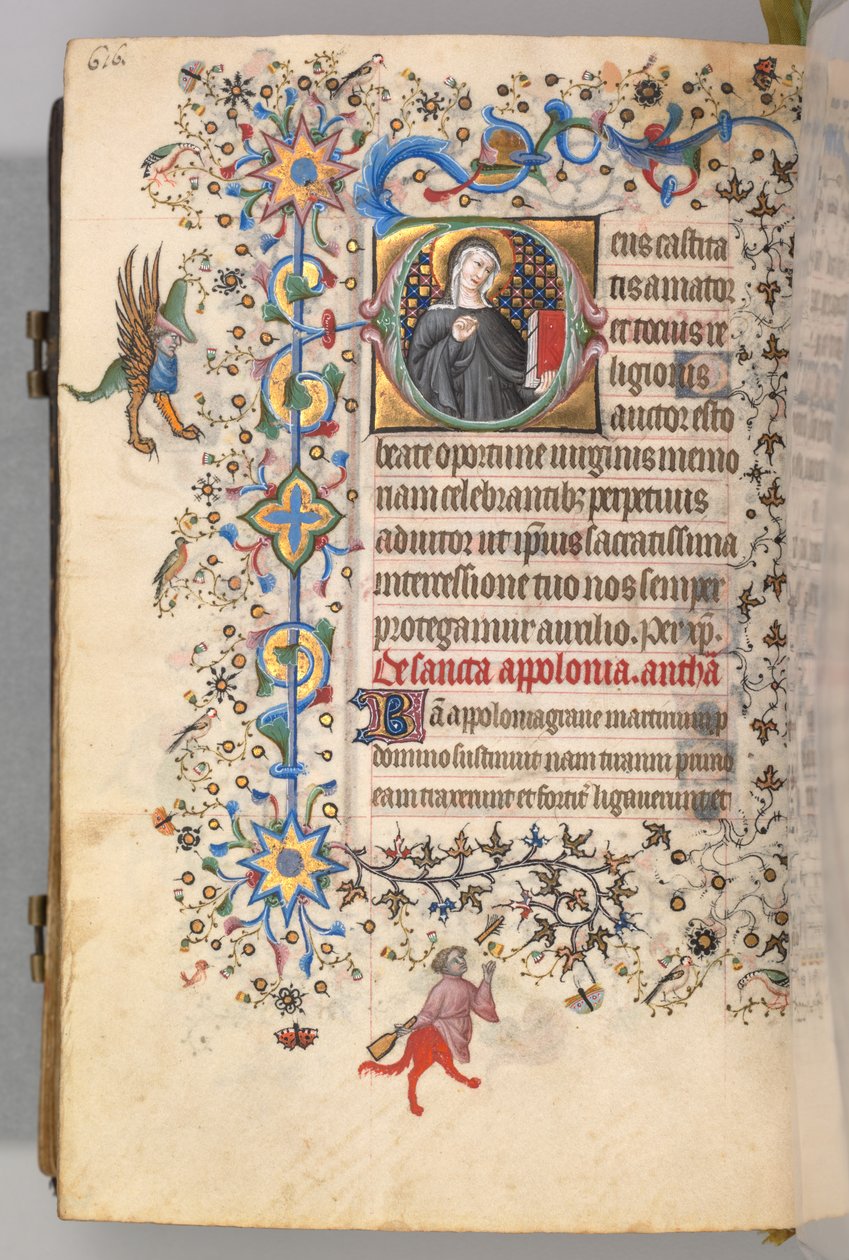 Horas de Carlos el Noble, Rey de Navarra 1361-1425, fol. 302v, Santa Oportuna, c. 1405 de Master of the Brussels Initials and Associates