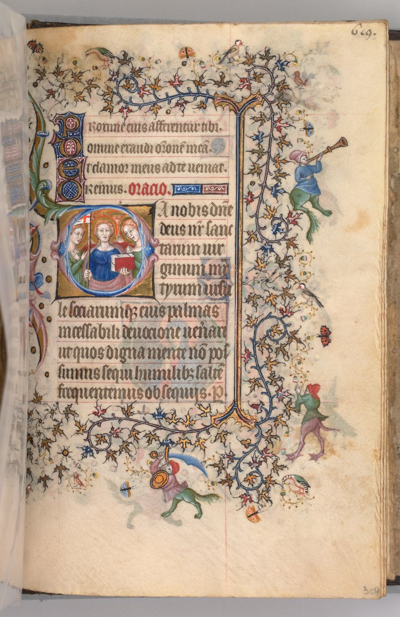 Horas de Carlos el Noble, Rey de Navarra 1361-1425, fol. 303r, Las Vírgenes Mártires, c. 1405 de Master of the Brussels Initials and Associates