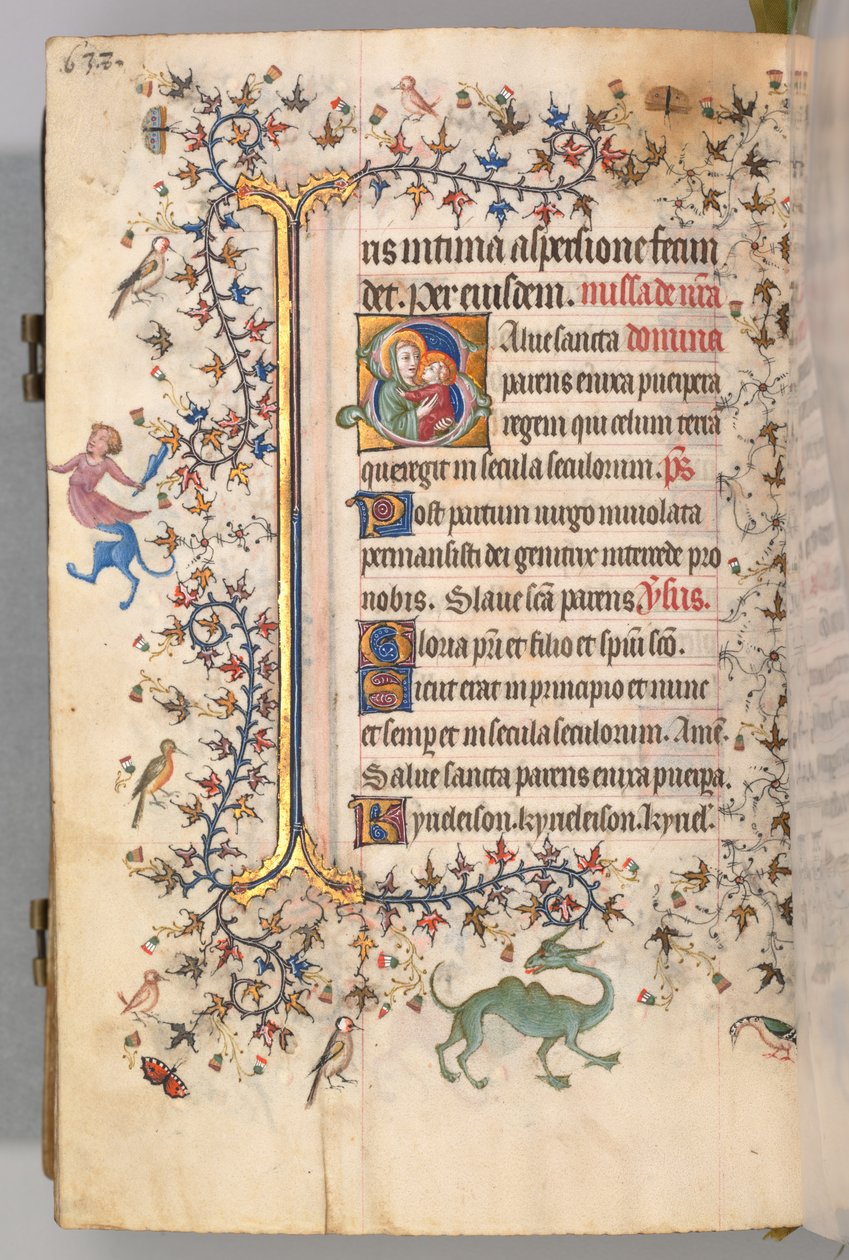 Horas de Carlos el Noble, Rey de Navarra 1361-1425, fol. 313v, Virgen y Niño, c. 1405 de Master of the Brussels Initials and Associates