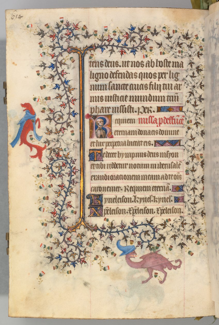 Horas de Carlos el Noble, Rey de Navarra 1361-1425, fol. 321v, Busto de la Muerte, c. 1405 de Master of the Brussels Initials and Associates
