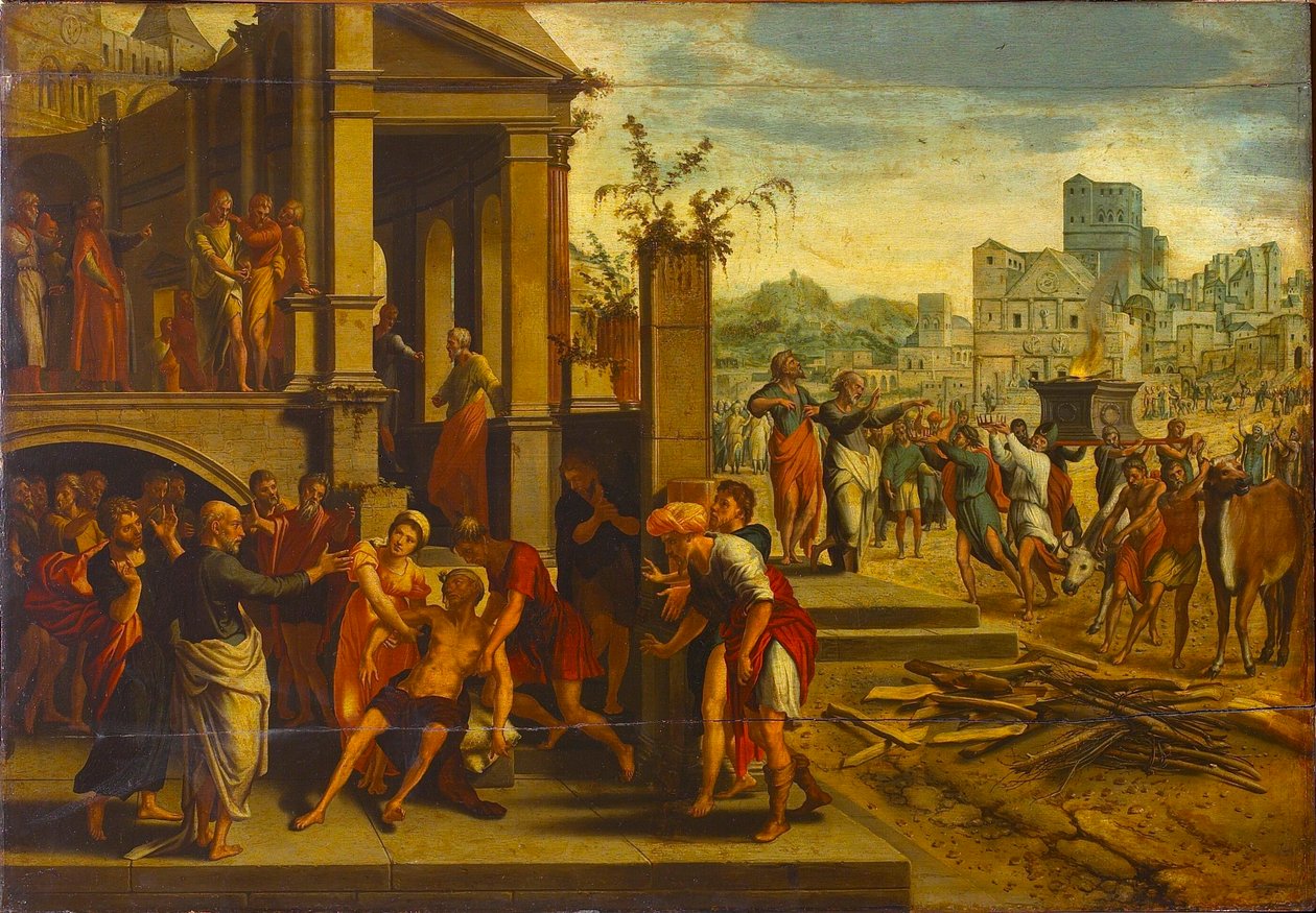 San Pablo y San Bernabé en Listra, primera mitad del siglo XVI de Master of the Budapest Saints Paul