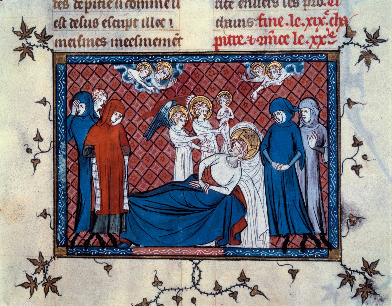 Muerte de San Luis en Túnez el 25 de agosto de 1270. Miniatura del manuscrito 