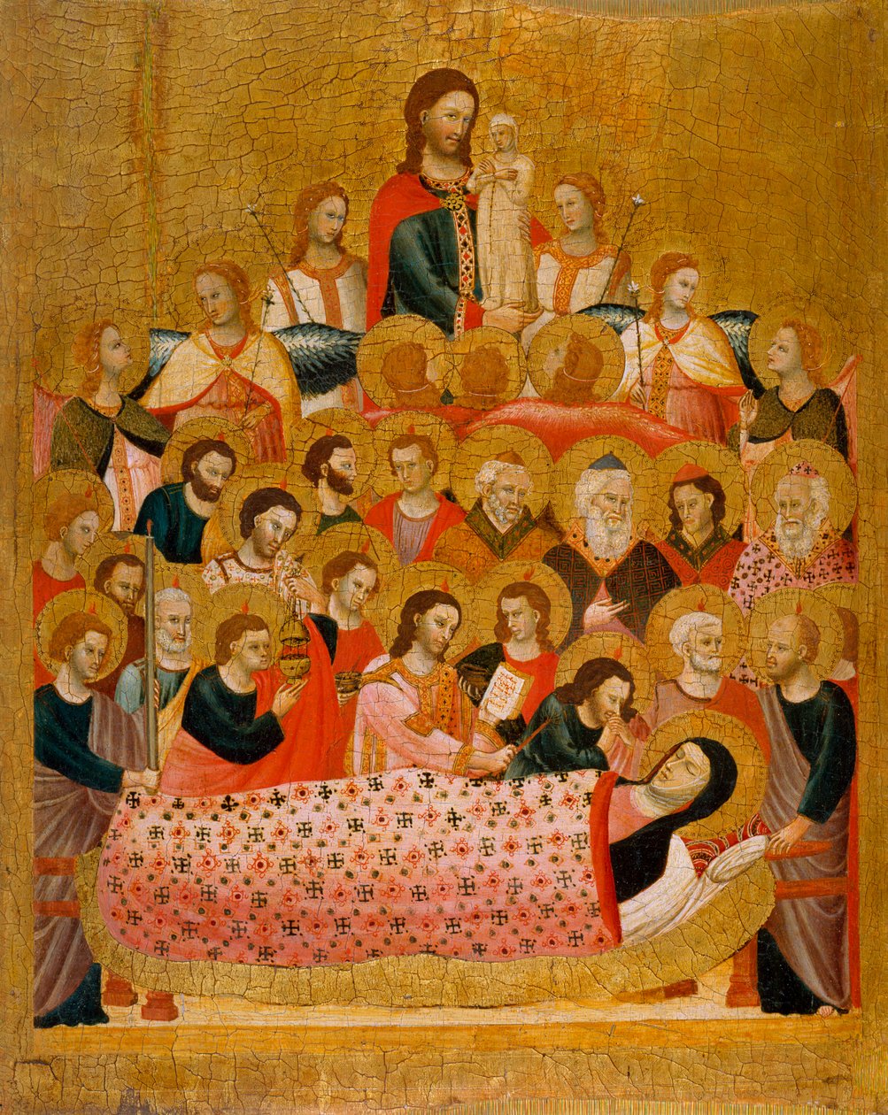 "La Dormición de la Virgen" La Dormición de la Virgen - Pintura del Maestro de la Madonna Cini (activo hacia 1330) - ca 1330 - Temple sobre tabla - 50,3x41,2 - Museu Nacional d
