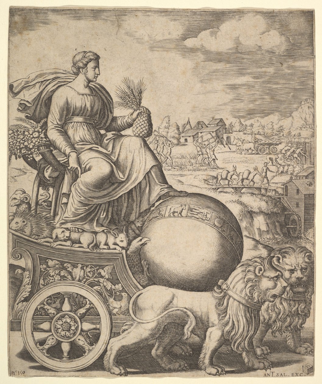 Cibeles en su carro tirado por dos leones de Master of the Die