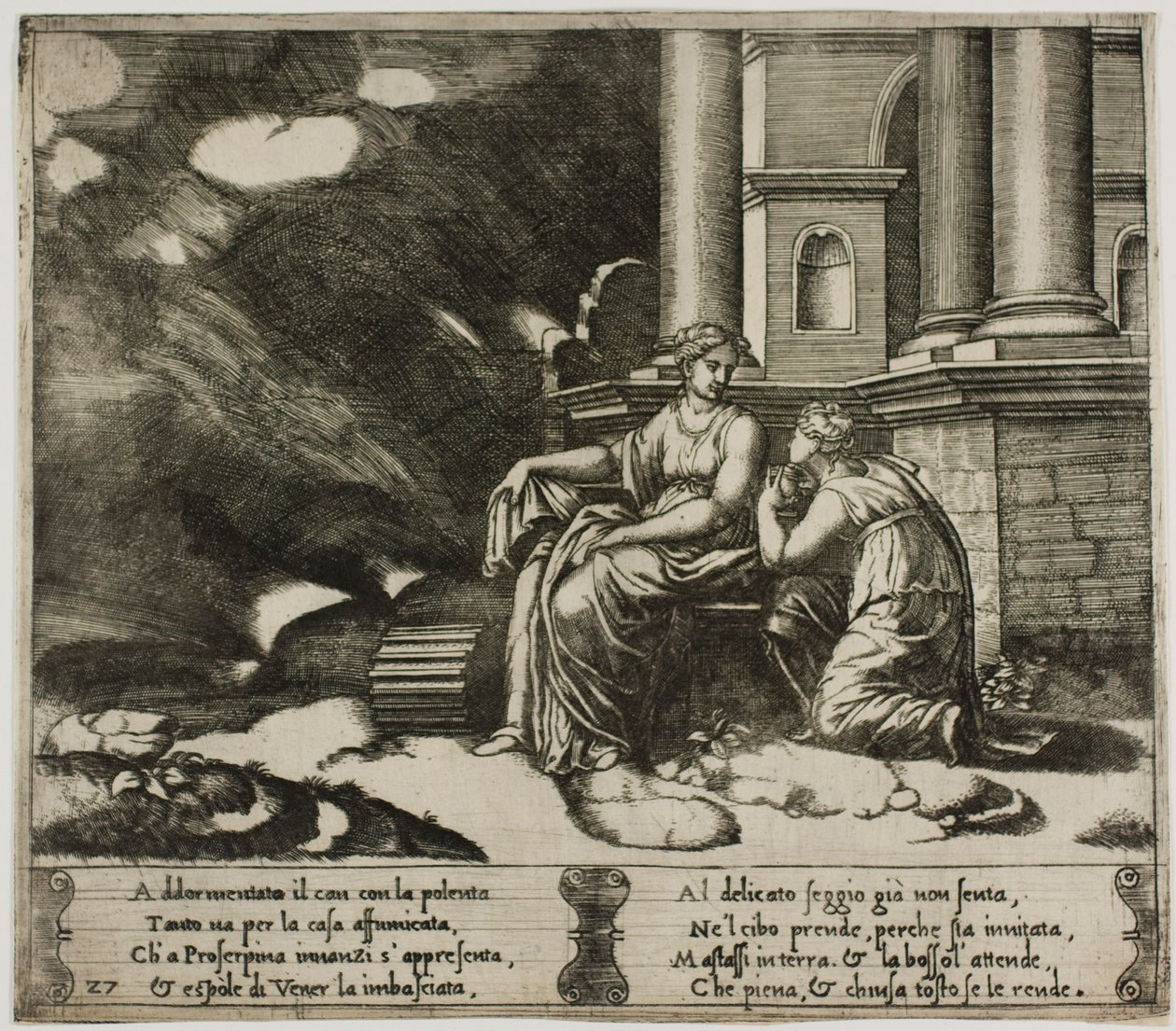 Proserpina da a Psique la caja de la belleza de Master of the Die
