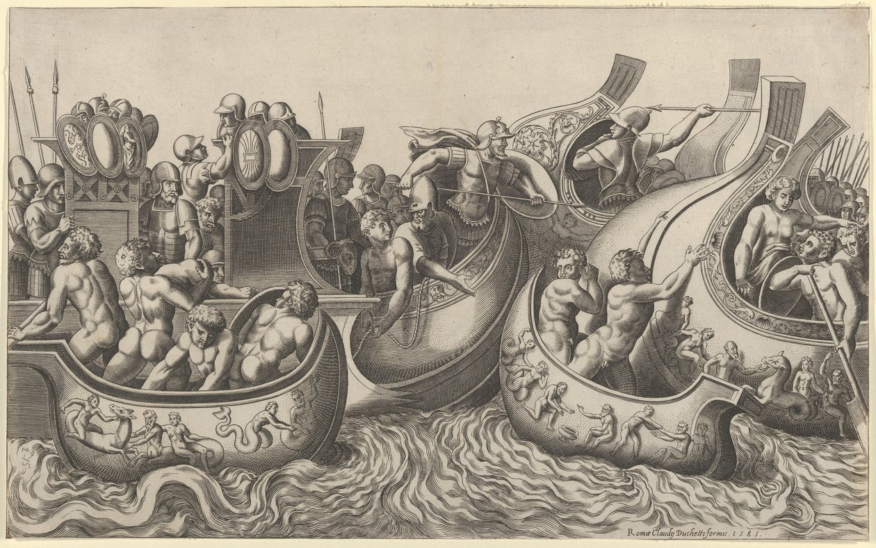 Speculum Romanae Magnificentiae: Batalla naval, siglo XVI de Master of the Die