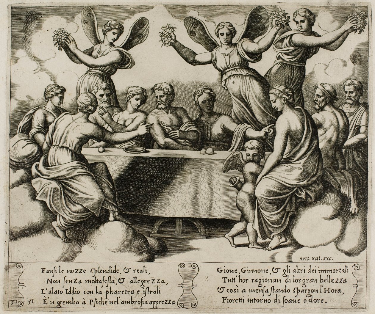 Los dioses celebrando la boda de Psique y Cupido de Master of the Die