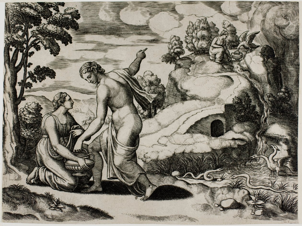 Venus Ordenando a Psique Buscar Agua de una Fuente Custodiada por Dragones de Master of the Die