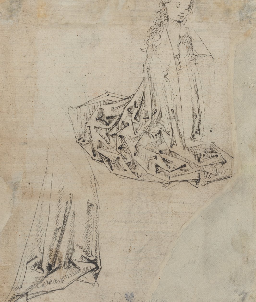 Figura Femenina Arrodillada en Oración de Master of the Drapery Studies