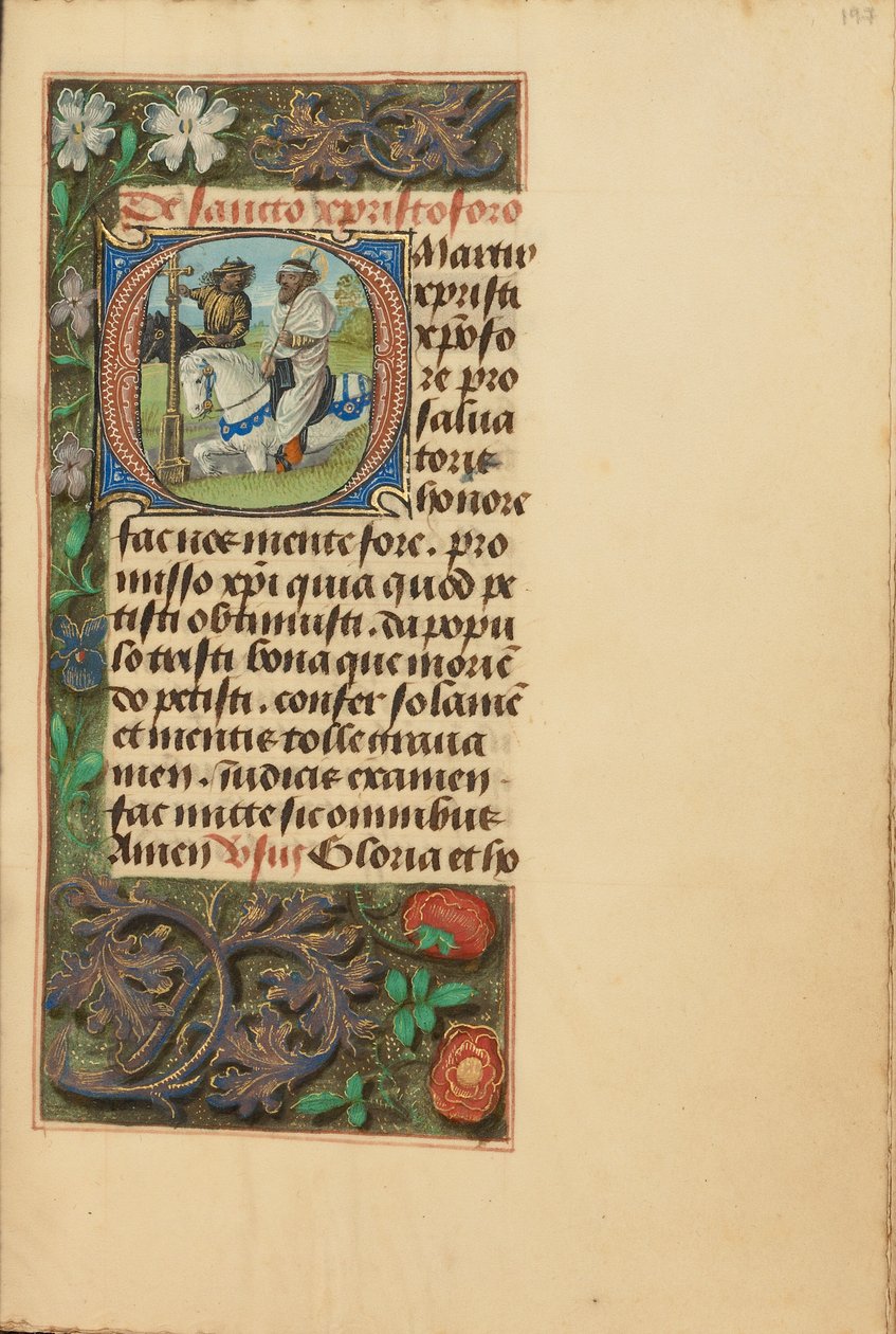 Inicial O: San Cristóbal de Master of the Dresden Prayer Book