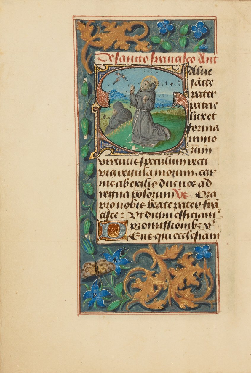 S. Inicial La estigmatización de San Francisco de Master of the Dresden Prayer Book