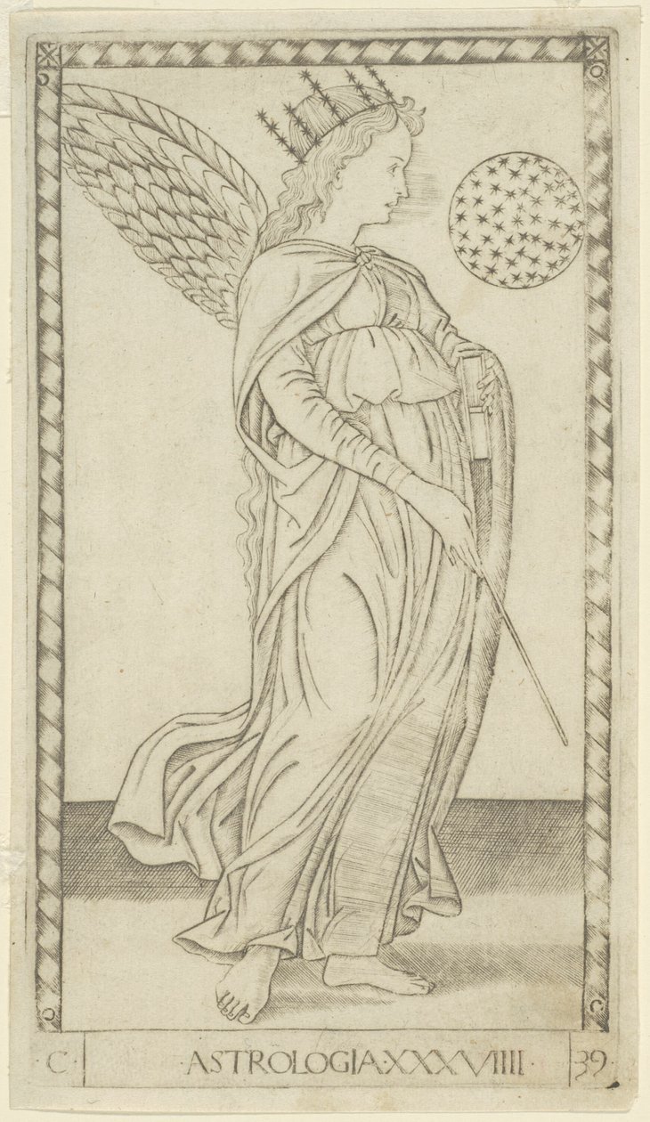 Astrología, lámina 29 de Artes y Ciencias de Master of the E Series Tarocchi