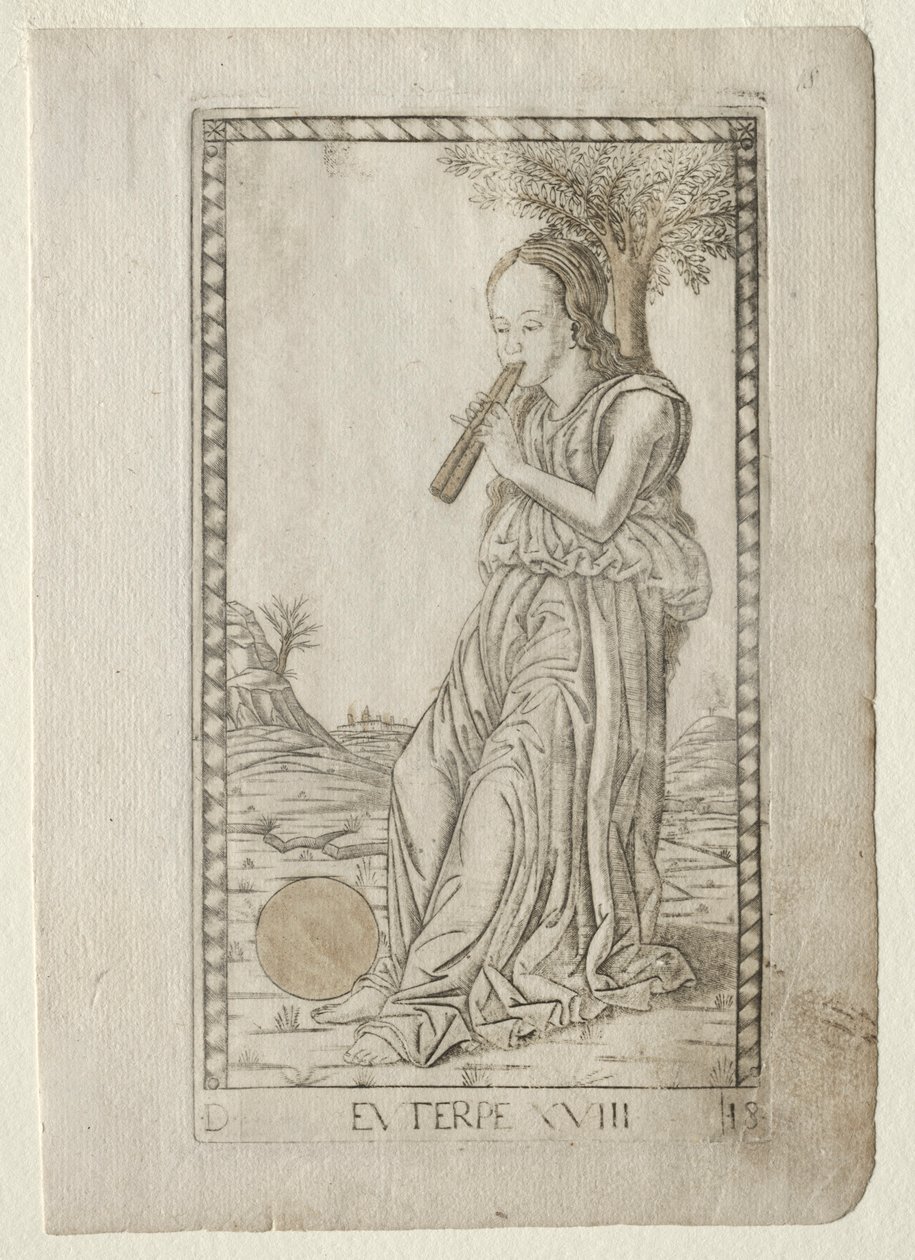 Euterpe música, poesía lírica de la serie Tarocchi, antes de 1467 de Master of the E Series Tarocchi