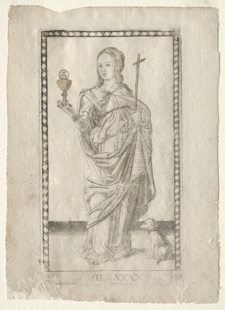 Fe del Tarocchi, serie B: Principios Cósmicos y Virtudes, #40, antes de 1467 de Master of the E Series Tarocchi